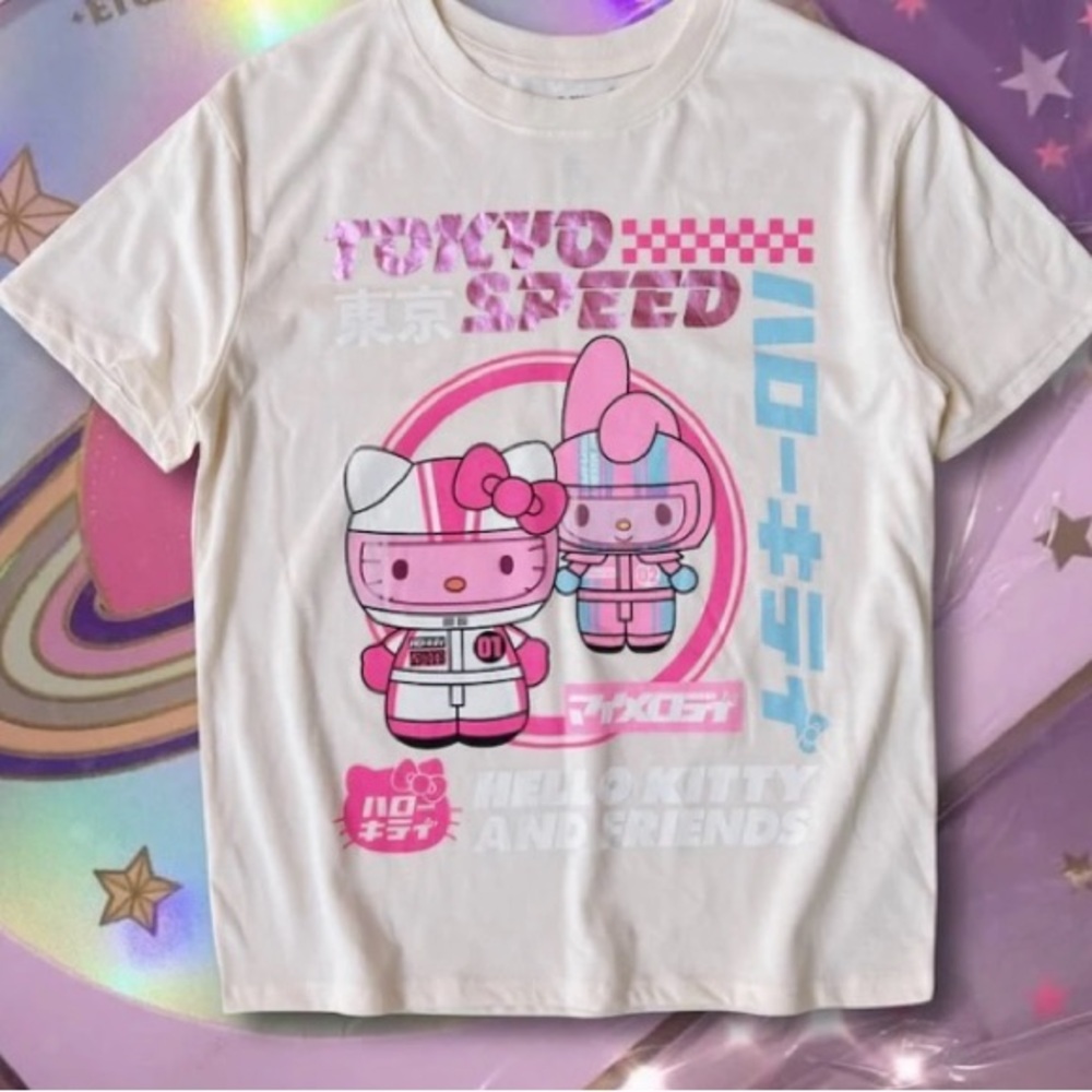 Sanrio Tokyo Speed Pink and White Kids T-Shirt